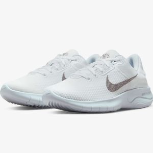 Nike White Athletic Shoes with Light Metallic Swoosh